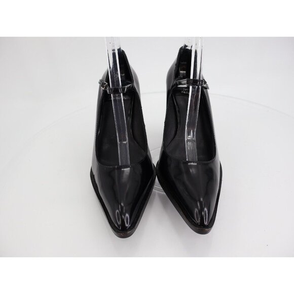 Jeffrey Campbell Mary Jane Pump Size 7.5 Black Patent Leather Kitten Heel Pointe - Picture 6 of 16